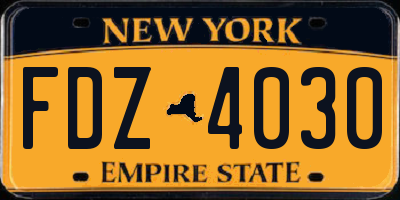 NY license plate FDZ4030