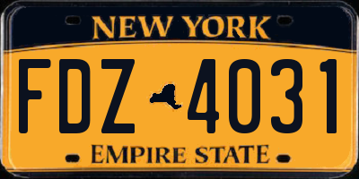 NY license plate FDZ4031
