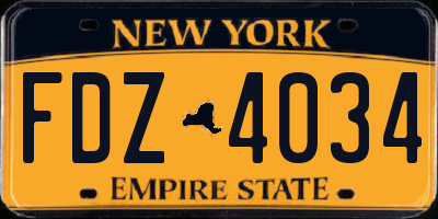 NY license plate FDZ4034