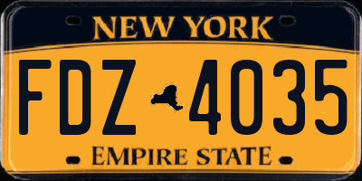 NY license plate FDZ4035