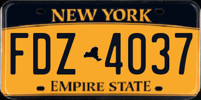 NY license plate FDZ4037
