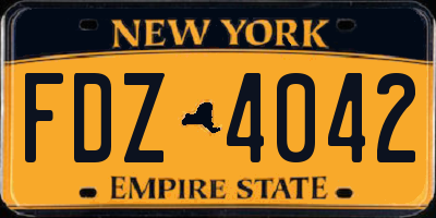 NY license plate FDZ4042
