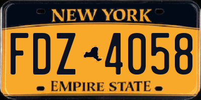 NY license plate FDZ4058