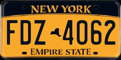 NY license plate FDZ4062