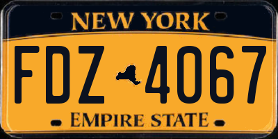 NY license plate FDZ4067
