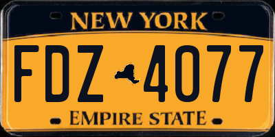 NY license plate FDZ4077