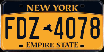 NY license plate FDZ4078