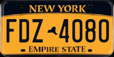 NY license plate FDZ4080
