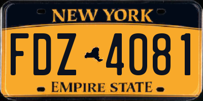 NY license plate FDZ4081