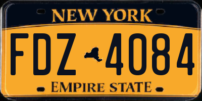 NY license plate FDZ4084