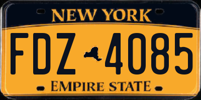 NY license plate FDZ4085
