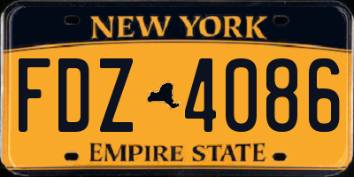 NY license plate FDZ4086