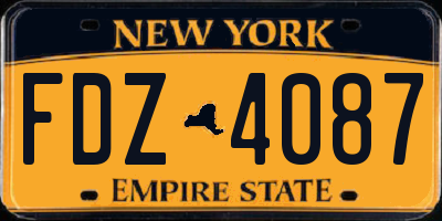 NY license plate FDZ4087