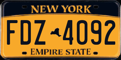 NY license plate FDZ4092
