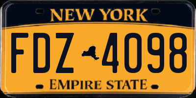 NY license plate FDZ4098