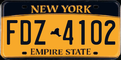 NY license plate FDZ4102