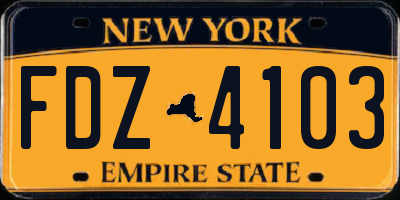 NY license plate FDZ4103