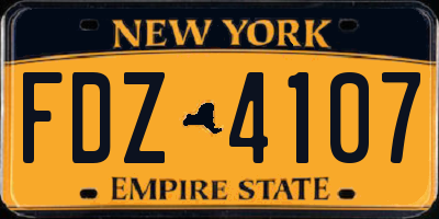 NY license plate FDZ4107
