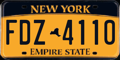 NY license plate FDZ4110