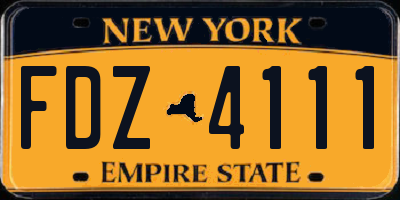 NY license plate FDZ4111
