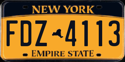 NY license plate FDZ4113