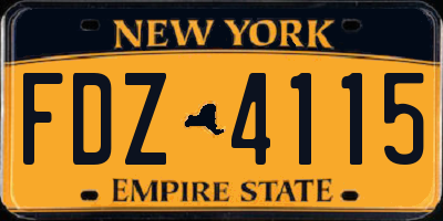 NY license plate FDZ4115