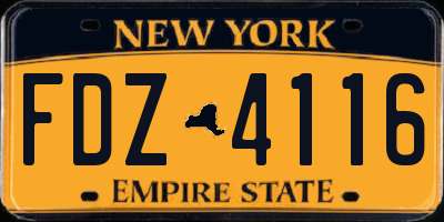 NY license plate FDZ4116