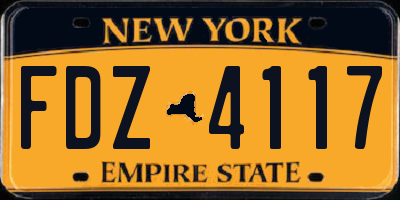 NY license plate FDZ4117