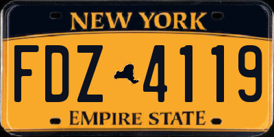 NY license plate FDZ4119