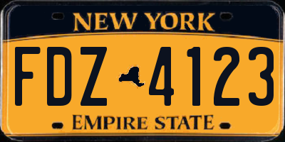 NY license plate FDZ4123