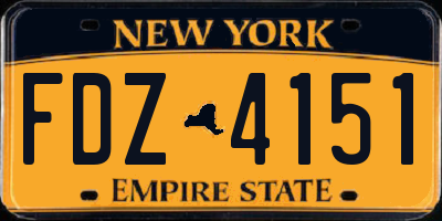 NY license plate FDZ4151
