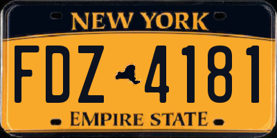 NY license plate FDZ4181