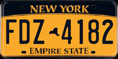 NY license plate FDZ4182