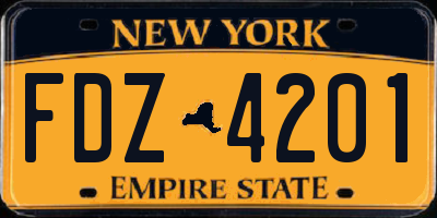 NY license plate FDZ4201