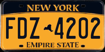 NY license plate FDZ4202