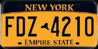 NY license plate FDZ4210