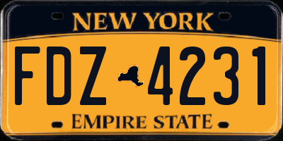 NY license plate FDZ4231