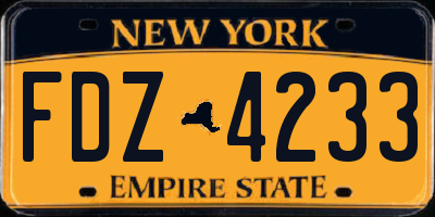NY license plate FDZ4233