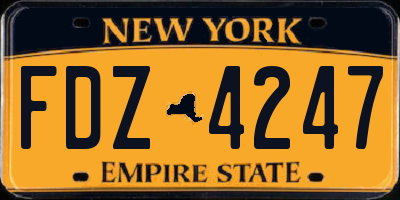 NY license plate FDZ4247