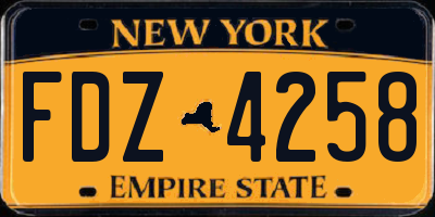 NY license plate FDZ4258