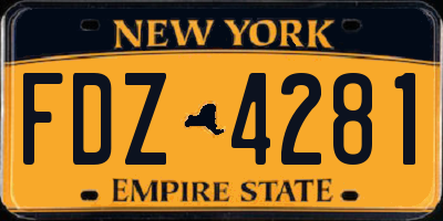NY license plate FDZ4281