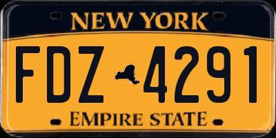 NY license plate FDZ4291