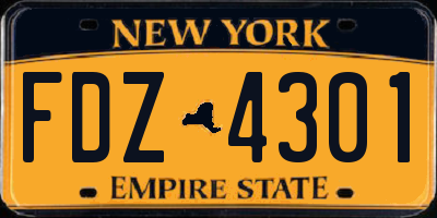 NY license plate FDZ4301