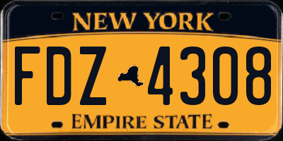 NY license plate FDZ4308