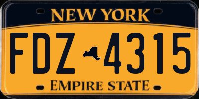 NY license plate FDZ4315