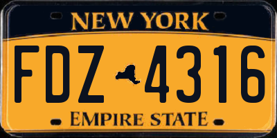 NY license plate FDZ4316