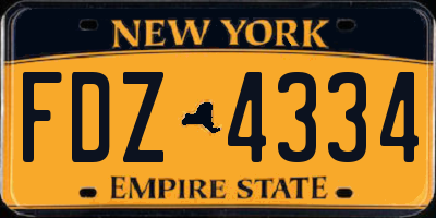 NY license plate FDZ4334