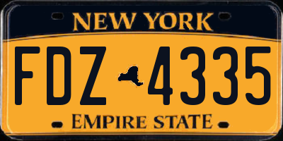 NY license plate FDZ4335