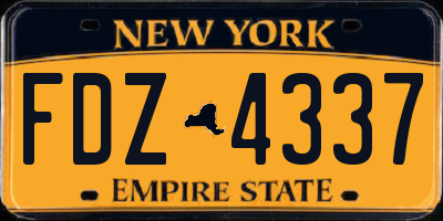NY license plate FDZ4337