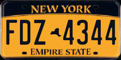 NY license plate FDZ4344